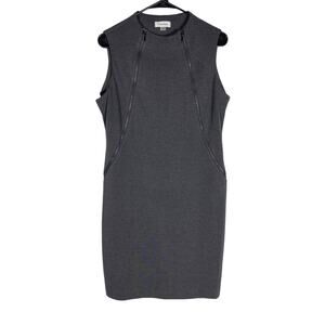 Women's Calvin Klein Gray Double Zipper Sleeveless Sheath Dress Size 12